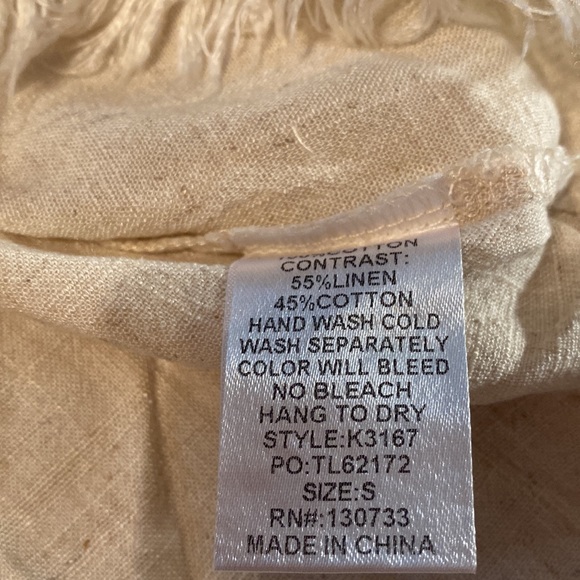 NWT Oatmeal&White Stripe Colour Block Frayed Hem Babydoll Dress Size Small - Picture 7 of 11